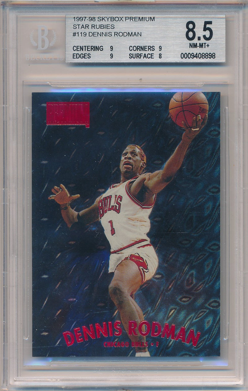 SkyBox 1997-1998 Premium Star Rubies #119SR Dennis Rodman 46/50 / BGS Grade 8.5