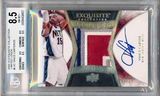 Upper Deck 2009-2010 Exquisite Collection Limited Logos #LLVC Vince Carter 11/25 / BGS Grade 8.5 / Auto Grade 10