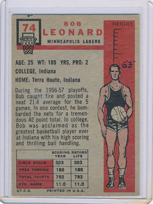 Minneapolis Lakers  #74 Bob Leonard