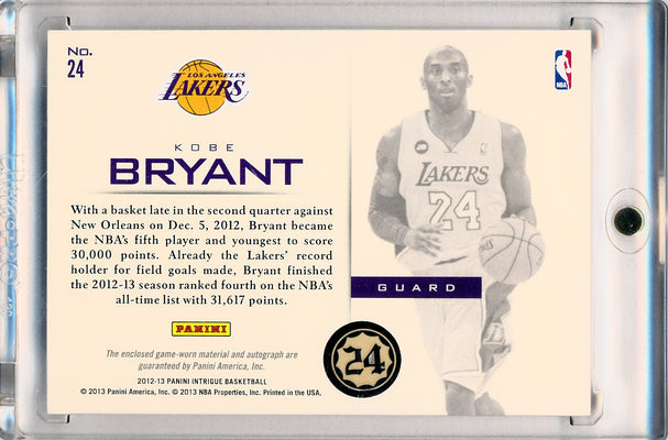 Panini 2012-2013 Intrigue  Autographed Jerseys #24 Kobe Bryant 36/49