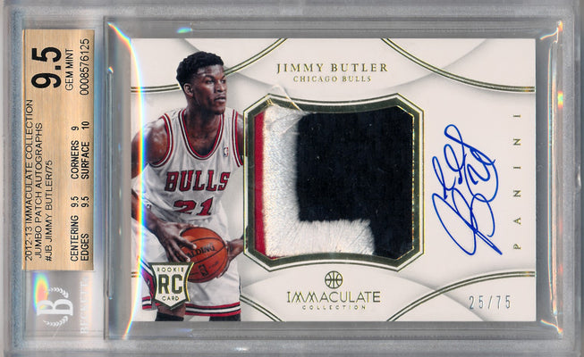 Panini 2012-2013 Immaculate Collection Jumbo Patch Autographs #JB Jimmy Butler 25/75 / BGS Grade 9.5 / Auto Grade 10