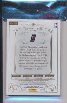 Panini 2013-2014 National Treasures RPA Jumbo Patch #108 C.J. McCollum 21/25 / BGS Grade 8.5 / Auto Grade 10