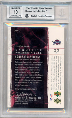 Upper Deck 2003-2004 Exquisite Collection Number Piece Autographs #NP-LJ Lebron James 19/23 / BGS Grade 8.5 / Auto Grade 10