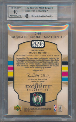 Upper Deck 2006-07 Exquisite Collection Exquisite Rookie Masterpiece Cyan Plate #60 Rajon Rondo 1/1 / BGS Grade 9 / Auto Grade 10