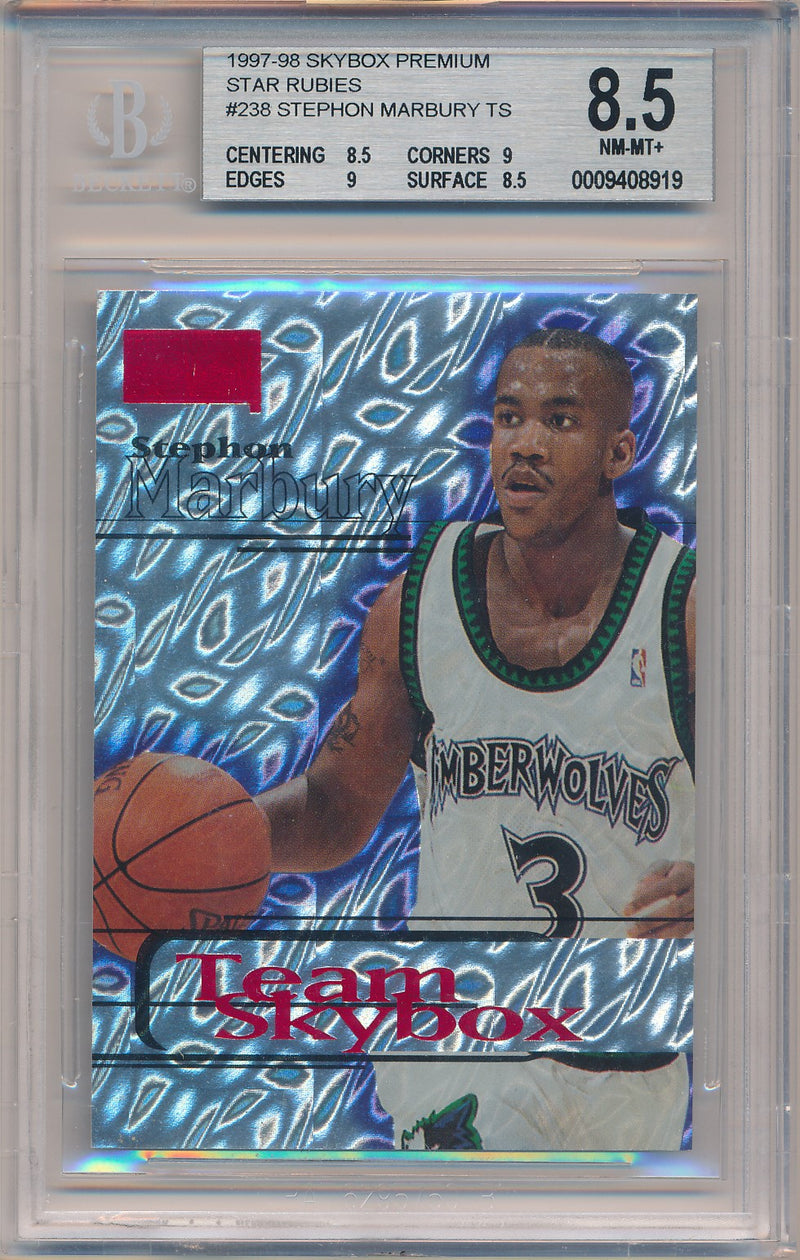 SkyBox 1997-1998 Premium Star Rubies #238 Stephon Marbury 8/50 / BGS Grade 8.5