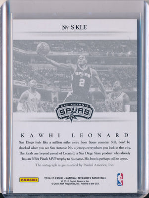 Panini 2014-2015 National Treasures Proof Signatures #S-KLE Kawhi Leonard 8/25