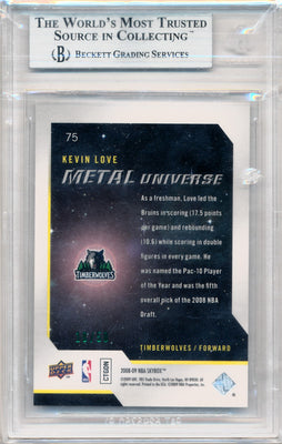 Skybox 2008-2009 Metal Universe Precious Metal Gems Green #75 Kevin Love 10/50 / BGS Grade 9