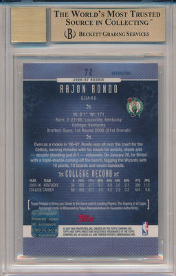 Topps 2006-07 Finest Refractors Rookie Autographs #72 Rajon Rondo  / BGS Grade 9.5 / Auto Grade 10