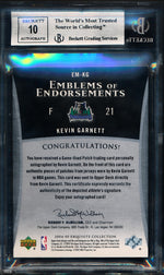 Upper Deck 2004-2005 Exquisite Collection Emblems Of Endorsement #KG Kevin Garnett 8/10 / BGS Grade 8.5 / Auto Grade 10