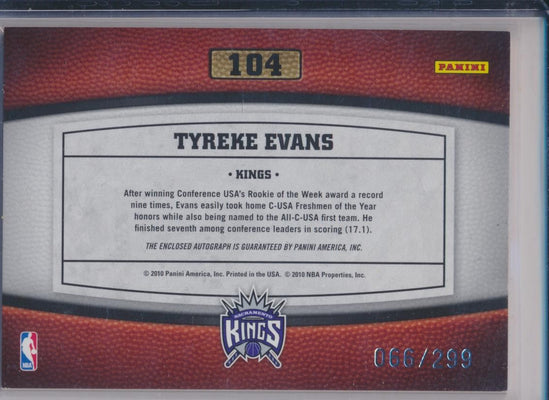 Panini  2009-2010 Timeless Treasures Rookie Recruits #104 Tyreke Evans 66/299