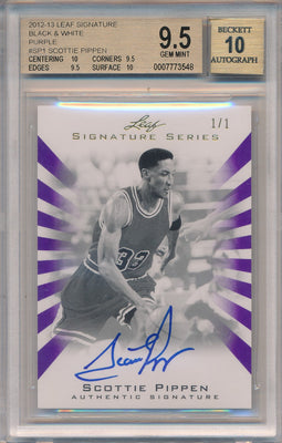 Leaf 2012-2013 Leaf Signature Black & White  #BA-SP1 Scottie Pippen 1/1 / BGS Grade 9.5 / Auto Grade 10