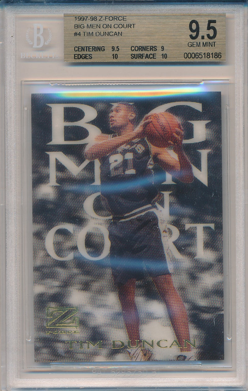 SkyBox 1997-1998 Z-Force Big Men On Court #4/15BMOC Tim Duncan  / BGS Grade 9.5