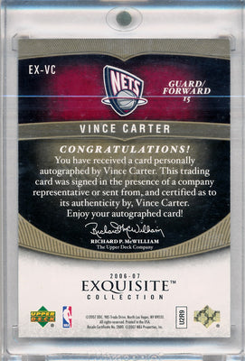 Upper Deck 2006-2007 Exquisite Collection Exquisite Enshrinements #EXVC Vince Carter 4/25