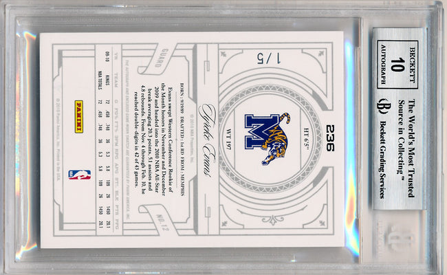 Panini 2009-2010 National Treasures Century Platinum #236 Tyreke Evans 1/5 / BGS Grade 9 / Auto Grade 10