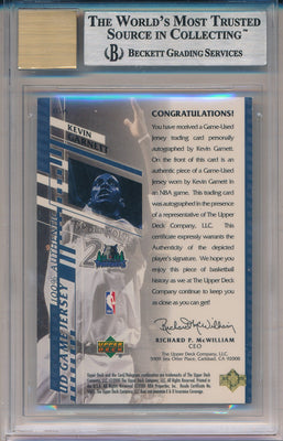 Upper Deck 1999-2000 Encore Game Jerseys #KG-A Kevin Garnett 21/21 / BGS Grade 9 / Auto Grade 10