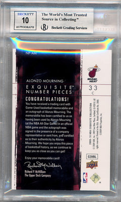 Upper Deck 2009-2010 Exquisite Collection Numbers #NPAM Alonzo Mourning 14/33 / BGS Grade 9 / Auto Grade 10