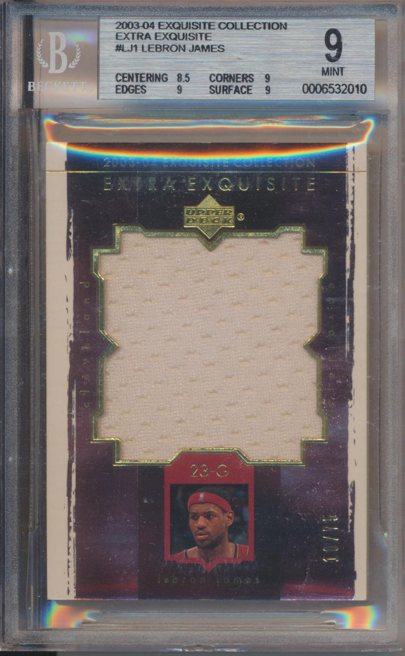 Upper Deck 2003-2004 Exquisite Collection Extra Exquisite Jumbo Patch #EE-LJ1 Lebron James 10/75 / BGS Grade 9