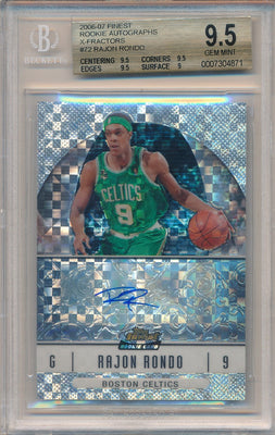 Topps 2006-07 Finest Rookie Autographs X-Fractors #72 Rajon Rondo 06/25 / BGS Grade 9.5 / Auto Grade 10