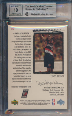 Upper Deck 2003-2004 Exquisite Collection Exquisite Rookie Patch Auto #59 Travis Outlaw 192/225 / BGS Grade 9 / Auto Grade 10