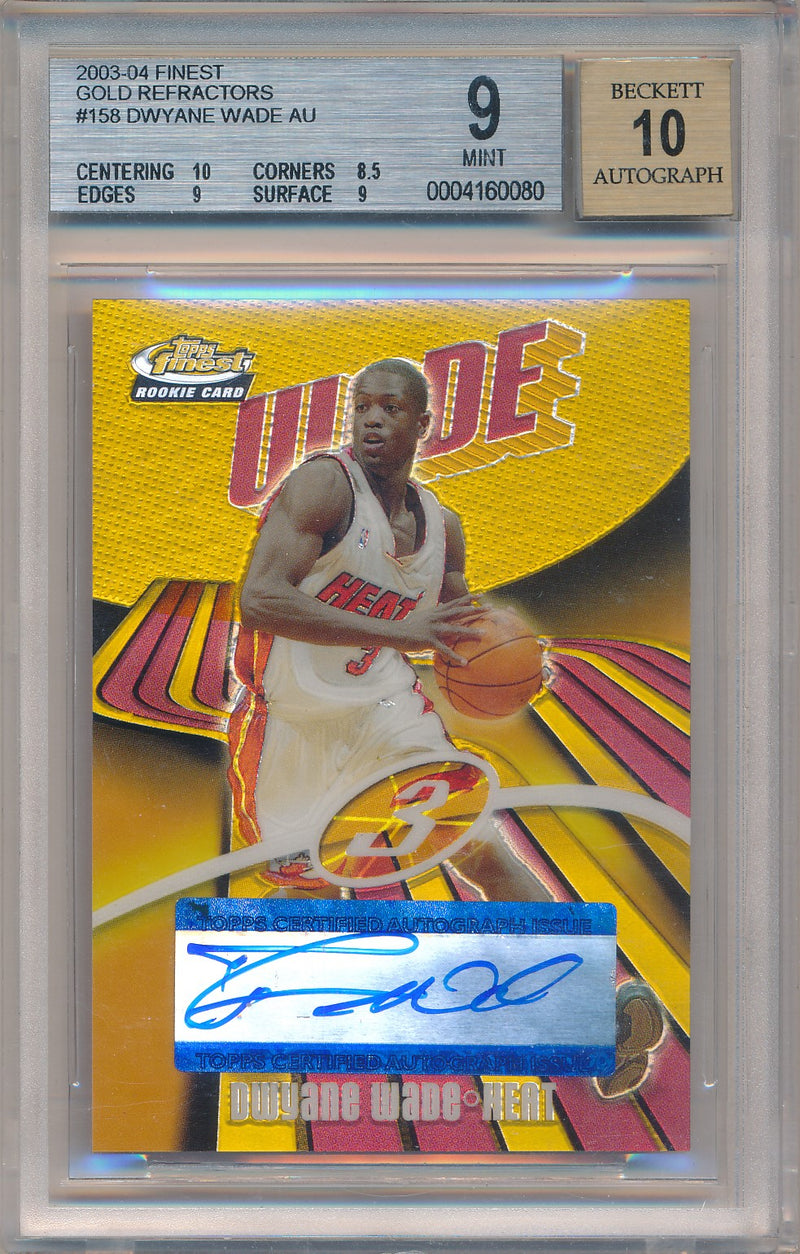 Topps 2003-2004 Finest Gold Refractor #158 Dwyane Wade 20/25 / BGS Grade 9 / Auto Grade 10