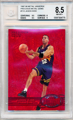 Skybox 1997-1998 Metal Universe Championship Precious Metal Gems Red #113 Jason Kidd 55/100 / BGS Grade 8.5