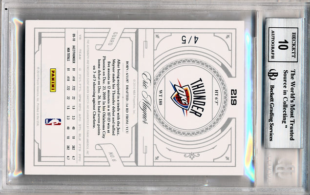 Panini 2009-2010 National Treasures Century Platinum #219 Eric Maynor 4/5 / BGS Grade 9 / Auto Grade 10