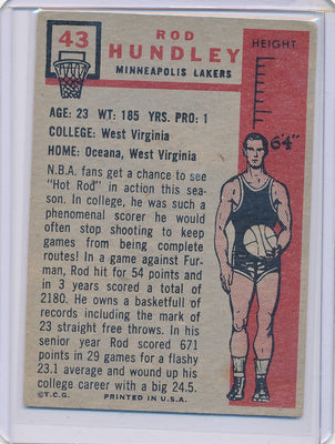 Minneapolis Lakers  #43 Rod Hundley