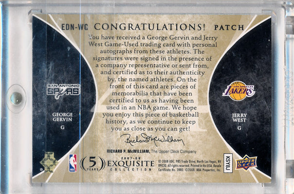 Upper Deck 2007-08 Exquisite Collection Exquisite Dual Number Pieces #EDN-WG George Gervin/Jerry West 1/44