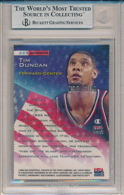 Topps 1999-2000 Finest Gold Refractors #225 Tim Duncan 93/100 / BGS Grade 9