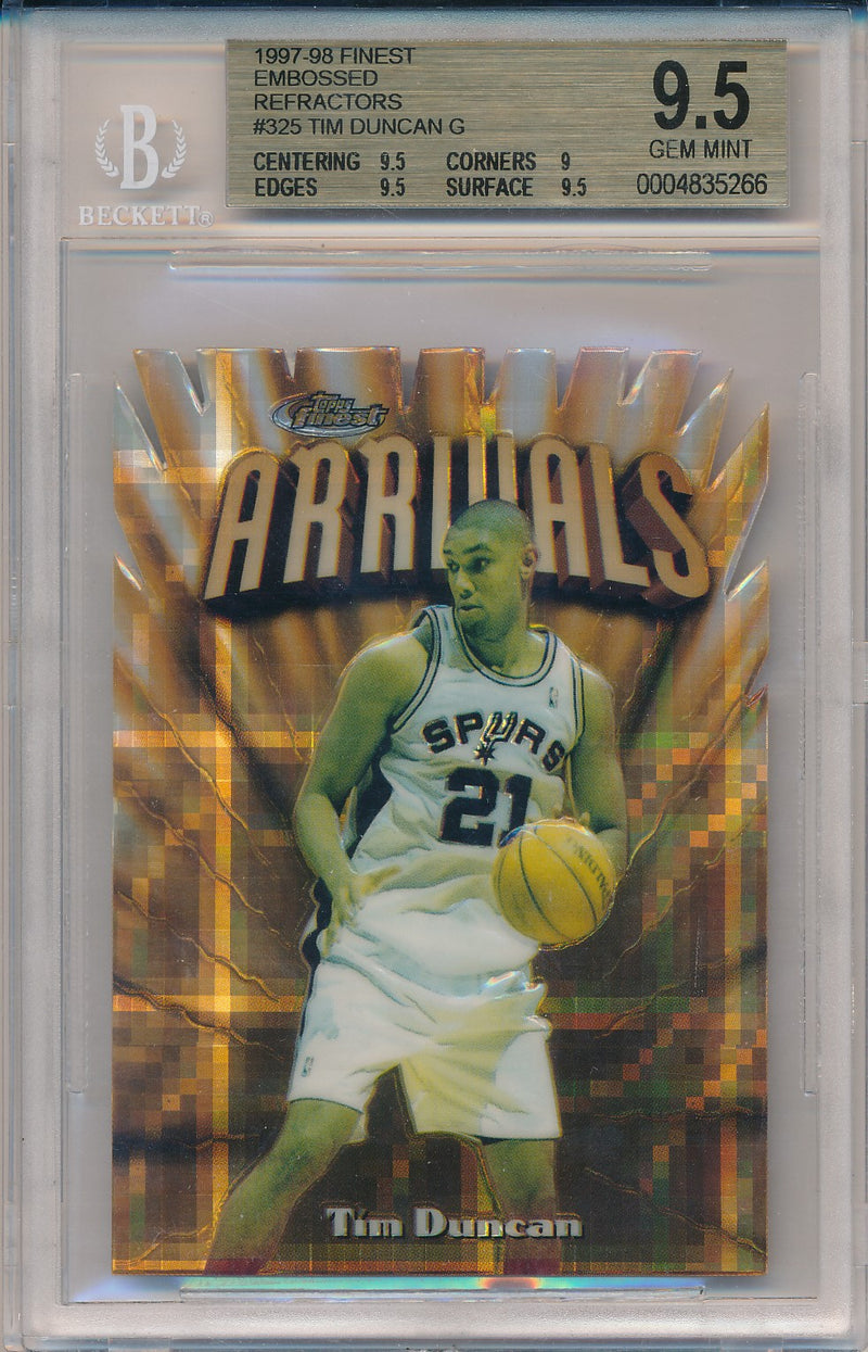 Topps 1997-1998 Finest Embossed #325 Tim Duncan 57/74 / BGS Grade 9.5