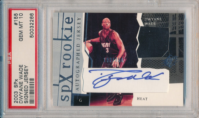 Upper Deck 2003-2004 SPx Signed Jersey #155 Dwyane Wade 193/750 / PSA Grade 10