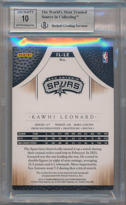 Panini 2012-2013 Immaculate Collection Inscribed Logoman #IL-LE Kawhi Leonard 1/1 / BGS Grade 8.5 / Auto Grade 10