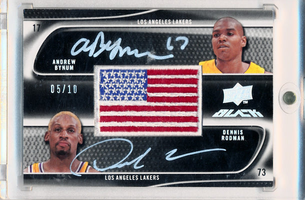 Upper Deck 2008-2009 Ud Black Dual Flag Patch Autos #DUS-BR Andrew Bynum / Dennis Rodman 5/10