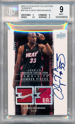 Upper Deck 2009-2010 Exquisite Collection Numbers #NPAM Alonzo Mourning 14/33 / BGS Grade 9 / Auto Grade 10