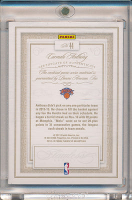 Panini 2012-2013 Flawless Silver Jumbo Patches #44 Carmelo Anthony 05/25