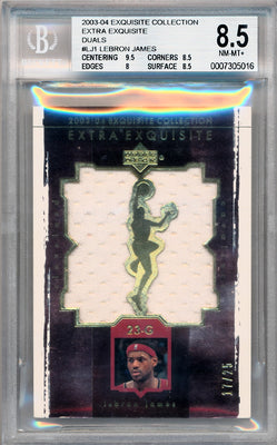 Upper Deck 2003-2004 Exquisite Collection Extra Exquisite Duals #LJ1 Lebron James 17/25 / BGS Grade 8.5