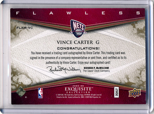 Upper Deck 2008-2009 Exquisite Collection Flawless Autographs #FLAW-VC Vince Carter 37/50