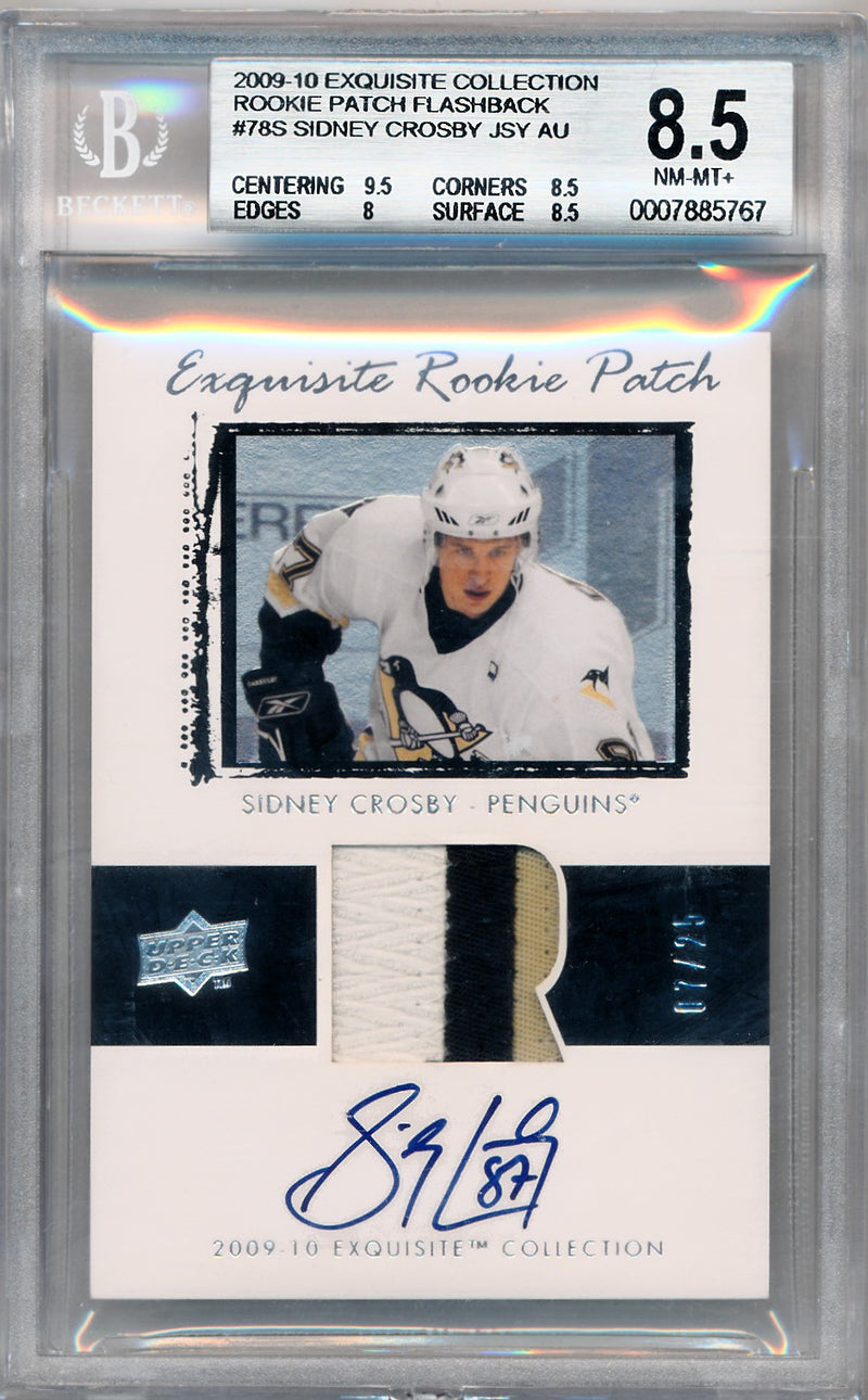 Upper Deck 2009-2010 Exquisite Collection Rookie Patch Flashback #78S Sidney Crosby 7/25 / BGS Grade 8.5 / Auto Grade 10