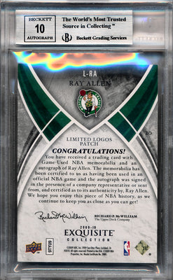 Upper Deck 2009-2010 Exquisite Collection Limited Logos #LRA Ray Allen 10/18 / BGS Grade 8.5 / Auto Grade 10