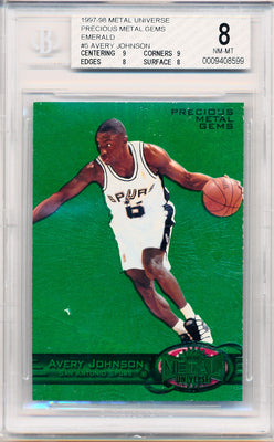 Skybox 1997-1998 Metal Universe Championship Precious Metal Gems Green #5 Avery Johnson 3/100 / BGS Grade 8