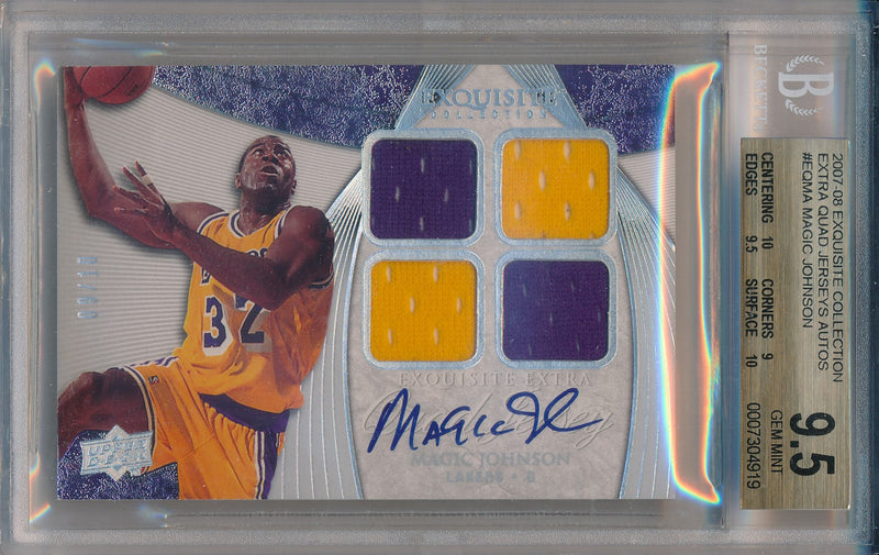 Upper Deck 2007-2008 Exquisite Collection Extra Exquisite #JV8CW Magic Johnson 9/10 / BGS Grade 9.5 / Auto Grade 10