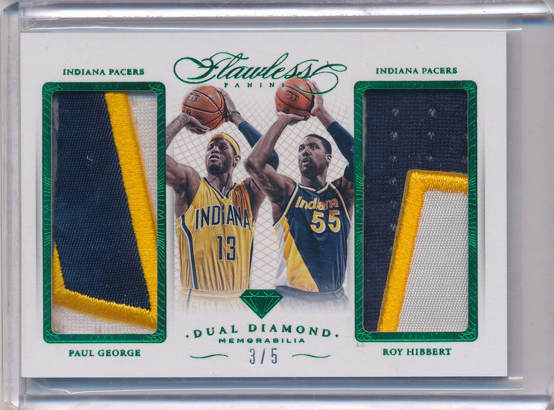 Panini 2014-2015 Flawless Emerald Dual Diamond Patches #DD-IP Paul George/ Roy Hibbert 3/5