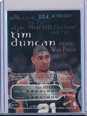 SkyBox 1998-1999 Thunder Rave #101 Tim Duncan 004/150