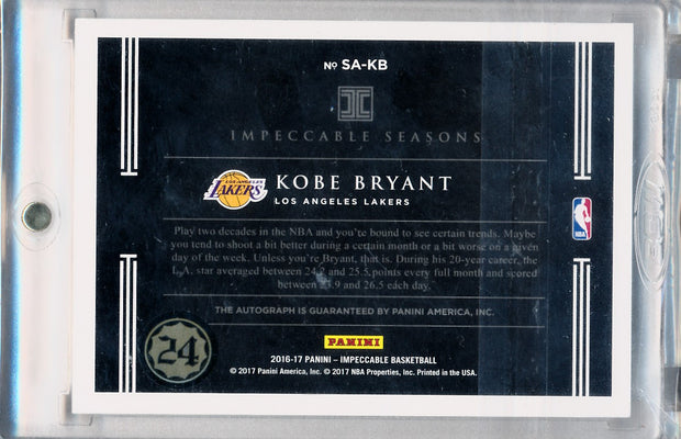 Panini 2016-2017 Impeccable Seasons #SAKB Kobe Bryant 6/20