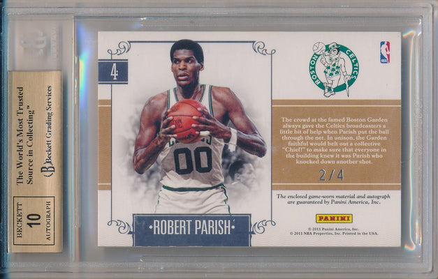 Panini 2010-2011 National Treasures NBA Logoman Signatures #4 Robert Parish 2/4 / BGS Grade 9.5 / Auto Grade 10