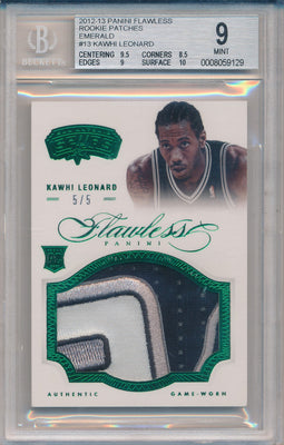 Panini 2012-2013 Flawless Emerald Jumbo Patches #13 Kawhi Leonard 5/5 / BGS Grade 9