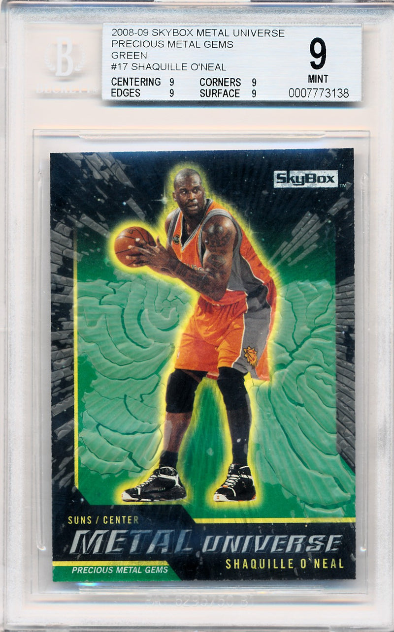 Skybox 2008-2009 Metal Universe Precious Metal Gems Green #17 Shaquille O'neal 5/50 / BGS Grade 9