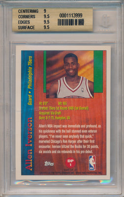 Topps 1996-1997 Draft Redemption Rookie #DP1 Allen Iverson  / BGS Grade 9.5