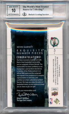 Upper Deck 2009-2010 Exquisite Collection Numbers #NPKG Kevin Garnett 4/5 / BGS Grade 8.5 / Auto Grade 10