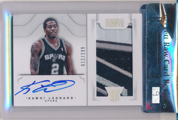 Panini 2012-2013 National Treasures Rookie Card #114 Kawhi Leonard 12/199 / BGS Grade 9 / Auto Grade 9